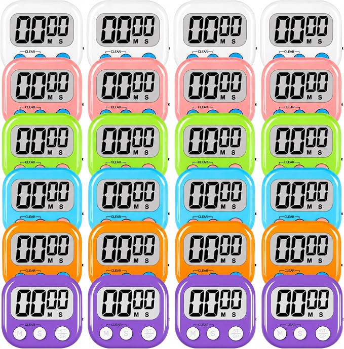 ZILLEEN Classroom Timers for Kids Classroom Magnetic Digital Kitchen Timers for Cooking Teachers Gym Game 24 pcs
