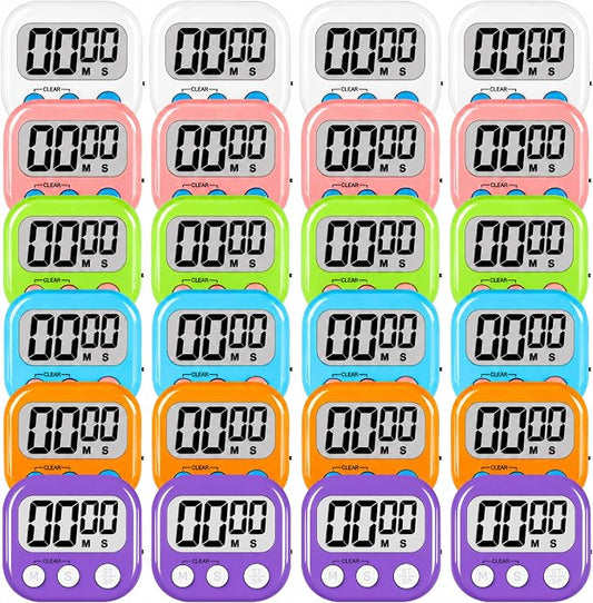 ZILLEEN Classroom Timers for Kids Classroom Magnetic Digital Kitchen Timers for Cooking Teachers Gym Game 24 pcs