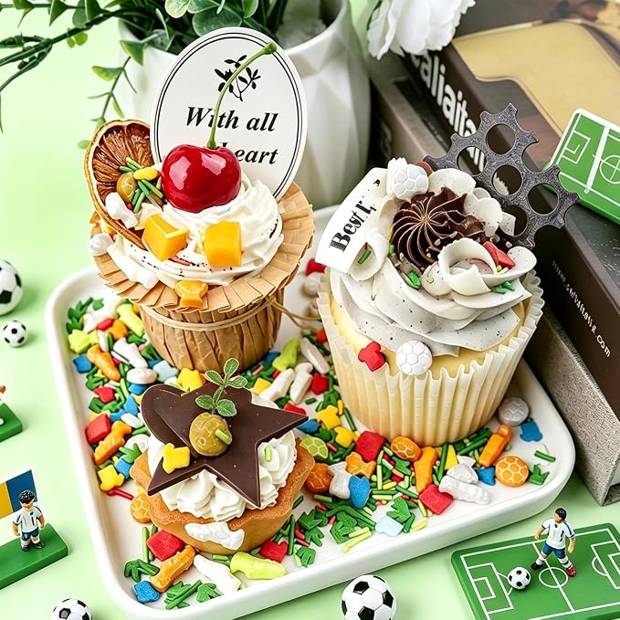 Soccer Sprinkles for Baking Edible, Sprinkles with Sugar Soccer, Trophy, Jersey, Grass, Perfect for Cake, Cupcake, Ice Cream, Cookies, Donuts Toppings