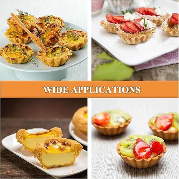 Tart Pan with Removable Bottom, Quiche Pans Carbon Steel Tart Mold for Baking (3-Inch Fixed Bottom-8PCS)