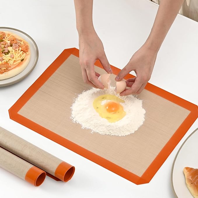 Luckyiren Silicone Baking Mat Set, Non-Stick Reusable Food-Grade Oven Liners, Half Sheet Size 16.54 x 11.62 Inch, Grey, 2 Pack