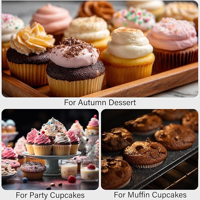 2 Pack Mini Muffin Pan includes 1000 Natural Cupcake Liners, Mini Cupcake Pans Muffin Tin Nonstick 24 Cup, Carbon Steel Baking Pans Tray Baking Supplies