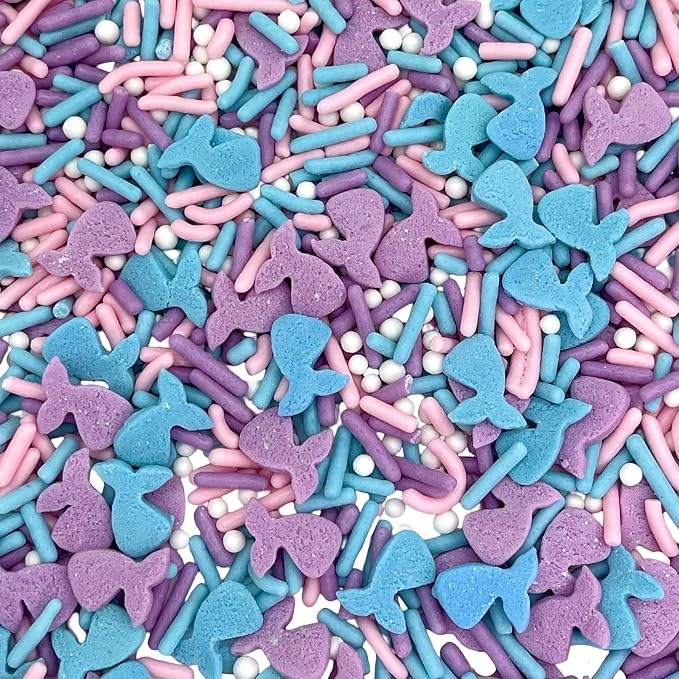 Manvscakes, Mermaid Sprinkles for Baking, Soft Jimmies, Naturally Colored, No Artificial Dyes, Blue Pink Purple, Cake, Cupcake Toppings, 3oz