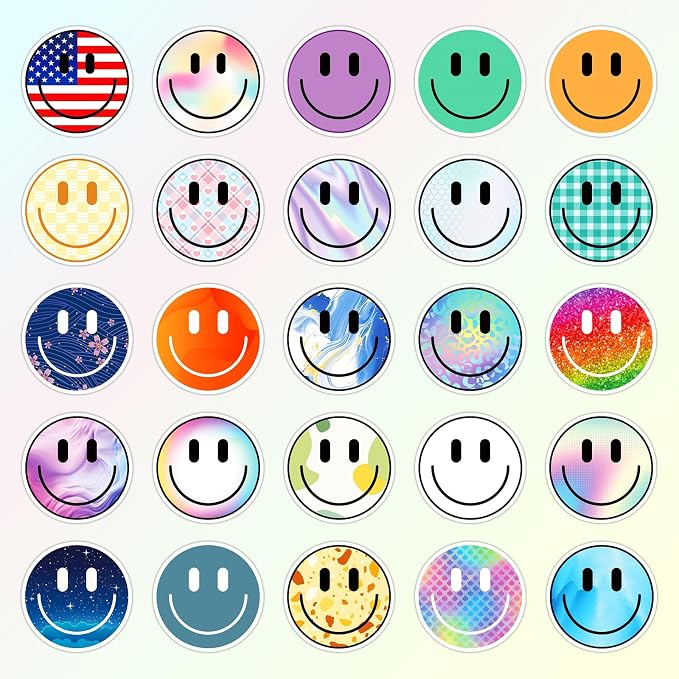50PCS Smiling Face Stickers, Cute Water Bottle Stickers for Kids, for Teaching Rewards, Notebooks, Stationery, Luggage, Cartoon PVC Happy Sticker