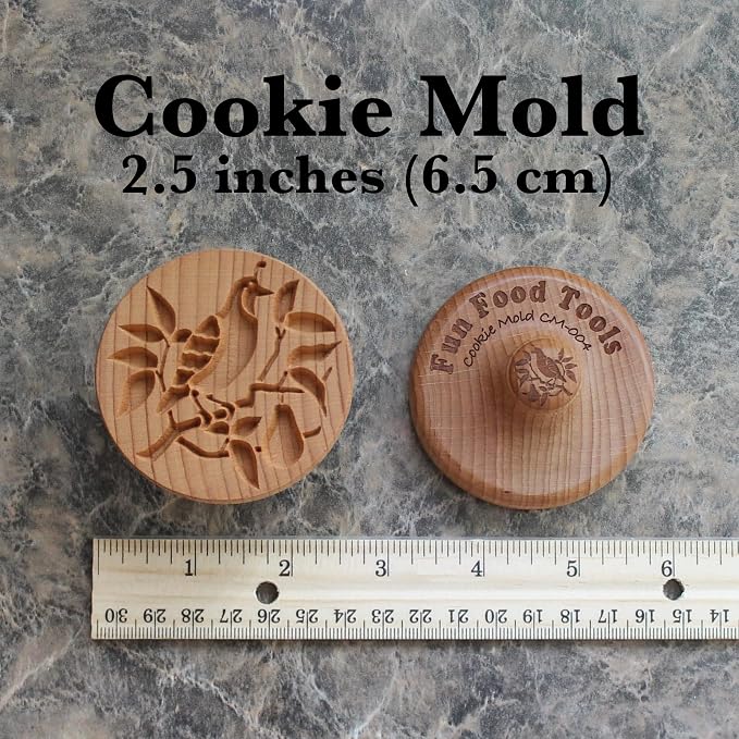 Wood Cookie Stamp, 2.5 Inch (Partridge in a Pear Tree CS-004)