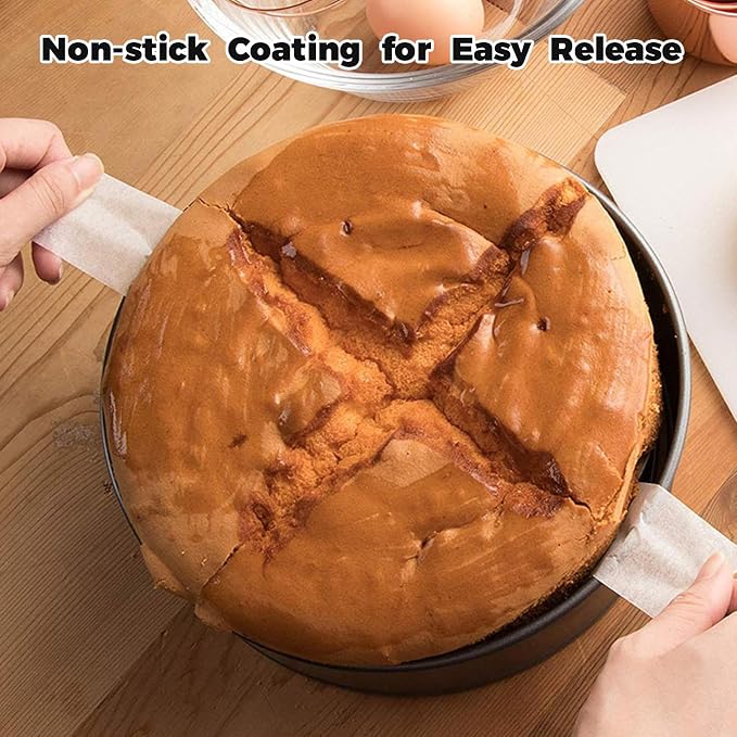 6 Inch Round Cake Pans Set of 3, Nonstick Carbon Steel Cake Baking Pans with 100 Parchment Papers, 2.5” Deep Layer Cake Tins for Cheesecake & Birthday Cakes