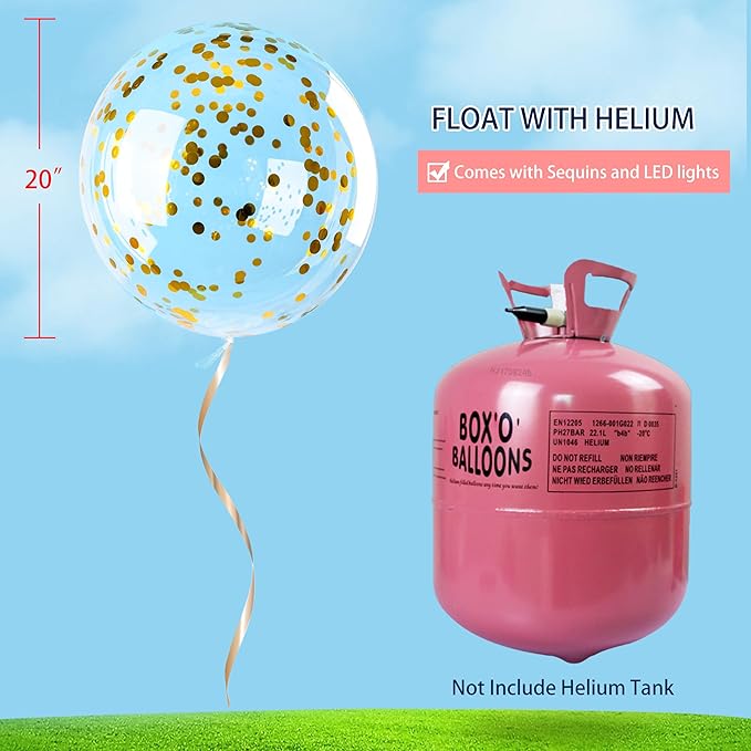 12 Pack Big Light Up BOBO Led Balloons with Sticks - Clear Balloons with Lights, Glow in the Dark, Flicker in the Daylight - Perfect Glow Party Supplies for Birthday, Wedding, Graduation, Multicolor