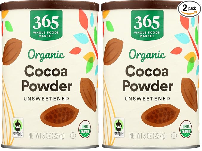 365 by Whole Foods Market, Organic Cocoa Powder, Unsweetened, 8 Ounce (Pack of 2)