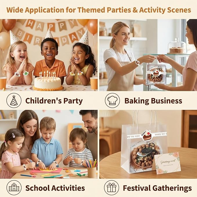 100 Pcs Food Baking Stickers Decorative Packaging Self Adhesive Sealing Labels Cookies Cakes Bakery Stickers Tamper Evident Seals Stickers Labels Tag
