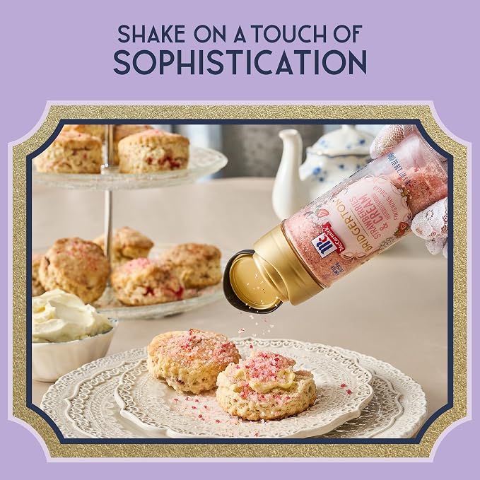 McCormick Bridgerton Finishing Sugar, Strawberries & Cream, Limited Edition, Sweet Strawberry Flavor Infusion, For Desserts, Cocktails, Breakfasts, and More, 3.16 oz (Pack of 2)