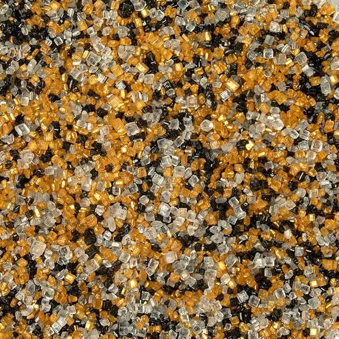 Brew Glitter Rimming Sugar Luxury Blend (Gold, Light Silver & Black) 4oz, 1x Bar Tin Cocktail Garnish for Mixed Drinks & Refreshments