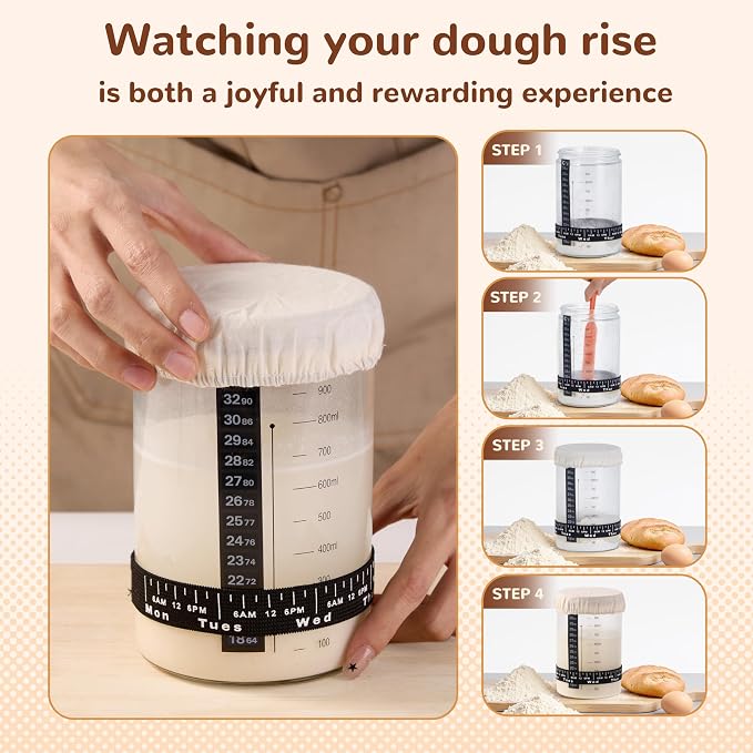 Sourdough Starter Kit, 9" Round and 10" Oval Banneton Bread Baking Supplies, Bread Making Tools Kit, Sourdough Proofing Basket, Sourdough Kit Gifts for Bakers Women Wife Mom