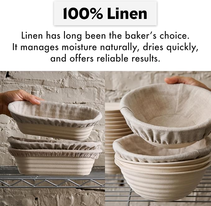Brod & Taylor Batard Banneton Liner for Sourdough & Artisan Bread Baking – Proofing Liner Made From 100% Natural Linen (1-Pack)