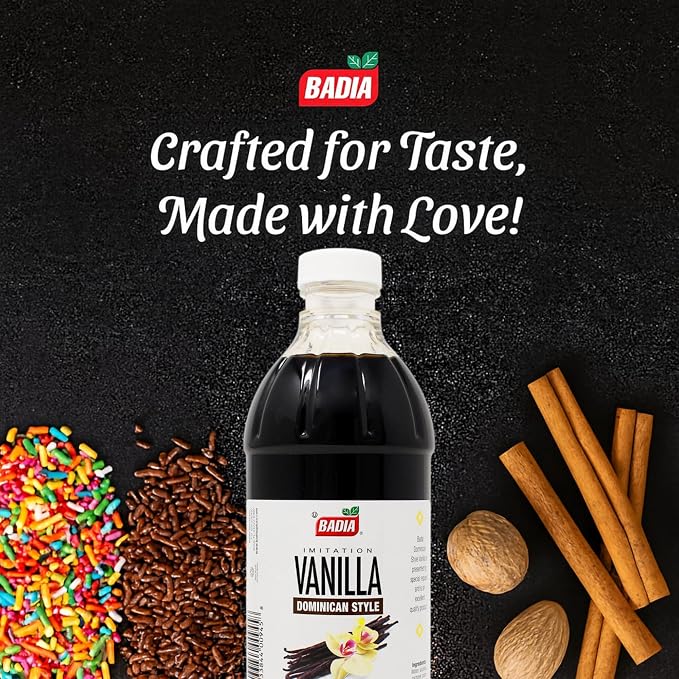 Badia Vanilla Extract Imitation Dominican Style, 16 oz – Rich Vanilla Flavor for Baking, Desserts & Beverages