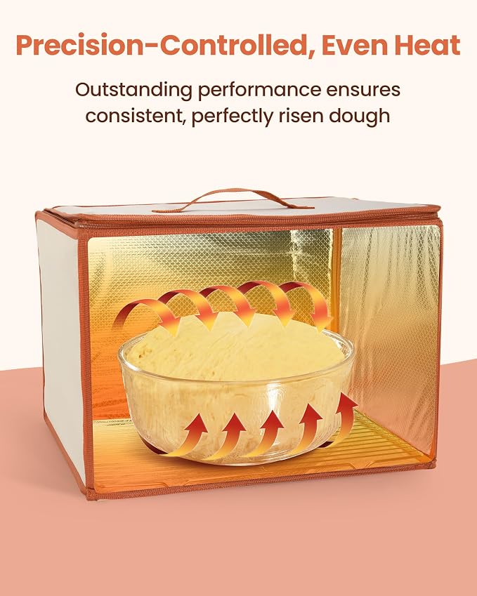 Foldable Bread Proofing Box with 68–132°F Temp Control, 0-99H Timer，Dough Proofer with Metal Rack and Water Tray |Proofing box for sourdough bread baking，Pizza,Kombucha,Yogurt.