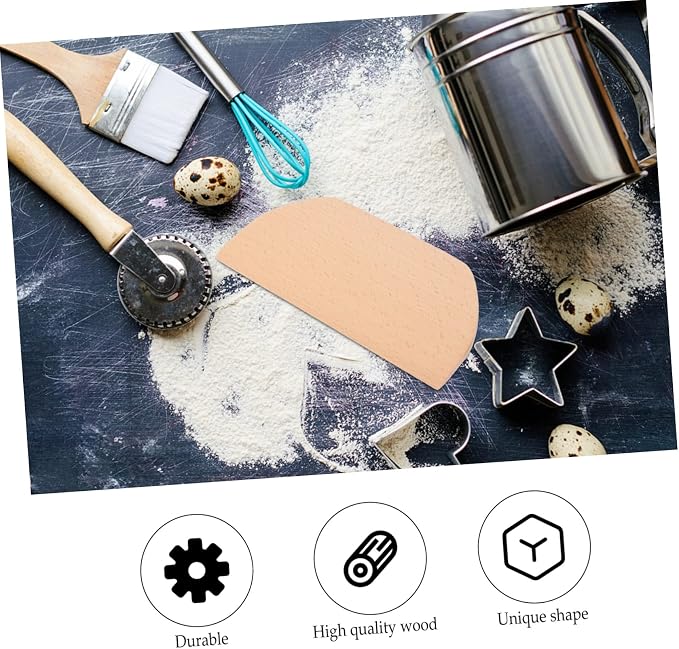 Wooden Dough Scraper Multi-functional Flour Cutter and Scraper Tool for Baking Non-stick Design for Cutting Dough Pizza and Cakes