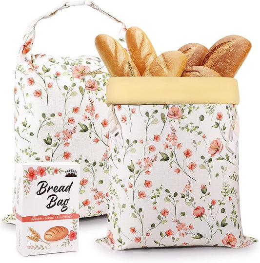 Beeswax Bread Bags for Sourdough, 2 Pack Reusable Bread Bag for Storage XL 17x13 Inch, Large Canvas Lined Bags for Homemade Sourdough - Keep Fresh, Freezer Safe
