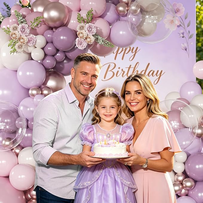 Dusty Purple Balloon Garland Arch Kit 126Pcs Light Pink Lavender Purple and Sand White Balloons for Birthday Baby Shower Bridal Shower Wedding Party Decorations