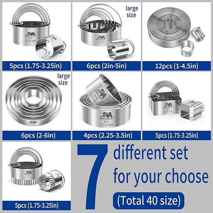 Fluted cookie cutter Set 1.75inch 2inch 2.25inch 2.75inch 3.25inch, Stainless Steel Round Biscuit Cutters with Handle, Wave Cookies Cutter with Fluted Edge, Baking Dough Tools, 5pcs GIFT