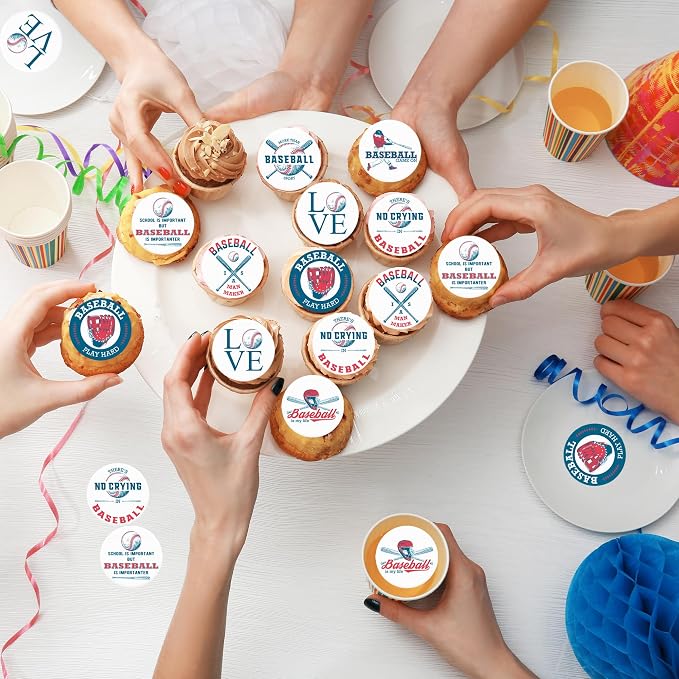 36pcs Edible Baseball Cupcake Toppers Wafer Ppaer Baseball Cake Decorations for Sports Ball Game Theme Baby Shower Birthday Party Cake Decorations Supplies