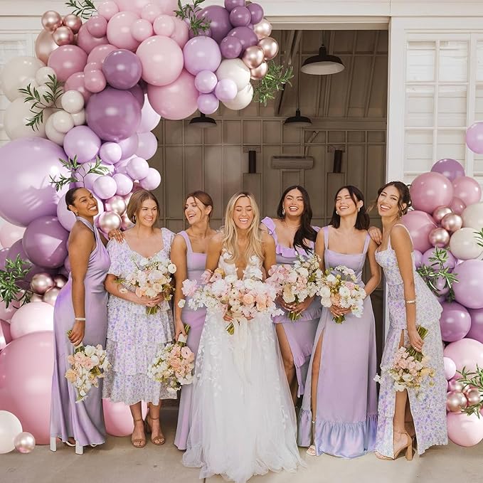Dusty Purple Balloon Arch Kit 124Pcs Pink and Purple Balloon Garland Arch Kit Lavender Lilac Light Purple Dusty Pink Gold Pink Sand White for Baby Shower Bridal Shower Wedding Birthday Decorations