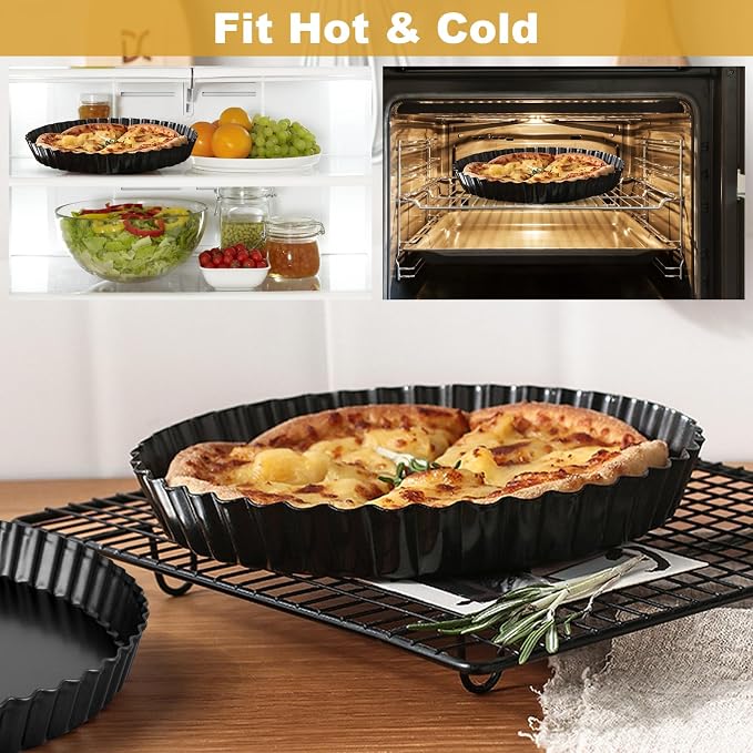 Tart Pan, 12 Inch Nonstick Deep Baking Dish Pie Plate with Removable Bottom Round Nonstick Quiche Pan, Heavy Duty Fluted Side for Pies, Mousse Cakes, Dessert Baking