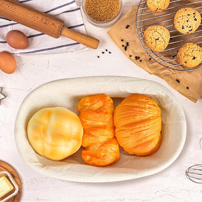 10 Inch Banneton Bread Proofing Basket, Oval Sourdough Proofing Basket with Cloth Liners & Dough Scrapers Set of 10,Bulk Rattan Banneton Sourdough Bowl Basket for Home Baker Supplies