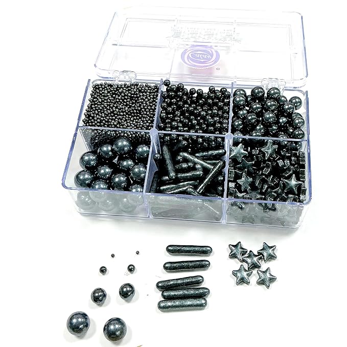 Homipooty Edible Black Pearl Sugar Sprinkles 130g/4.58oz Black Pearl Star Sprinkles For Cake Decorations Wedding，Cookies，Ice Cream, Cupcake Toppers, Halloween Christmas Supplies