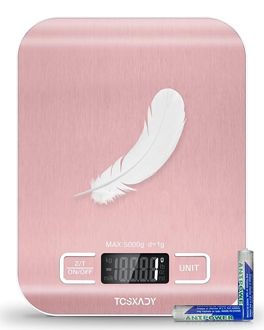 Food Scale, 11lb Digital Kitchen Scale with 6 Units LCD Display and Tare Function,Compact Design for Baking,Healthy Cooking,Meal Prep, 304 Stainless Steel