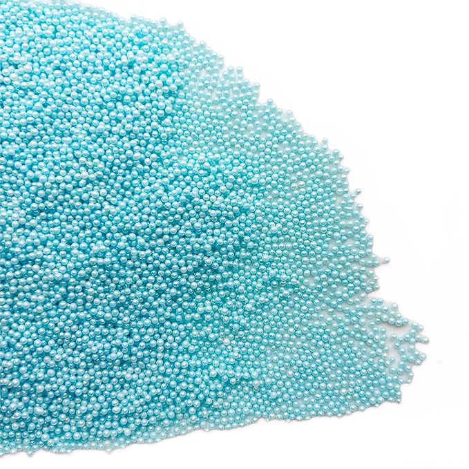 SE Si&Moos Nonpareil Sprinkles, 2mm Light Blue Mini Edible Pearls Baby Blue Sprinkles for Cake Decorating Halloween Cookie Decorations Wedding Baby Shower Party Christmas Holiday Supplies 3.5 OZ