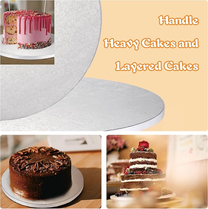 12 Inch Cake Drums,Smooth Edge Cake Board Round White(12-Pack) 1/2 Inch Thick,Sturdy Cake Boards for Birthday Wedding Heavy or Multi-Tiered Party Cakes