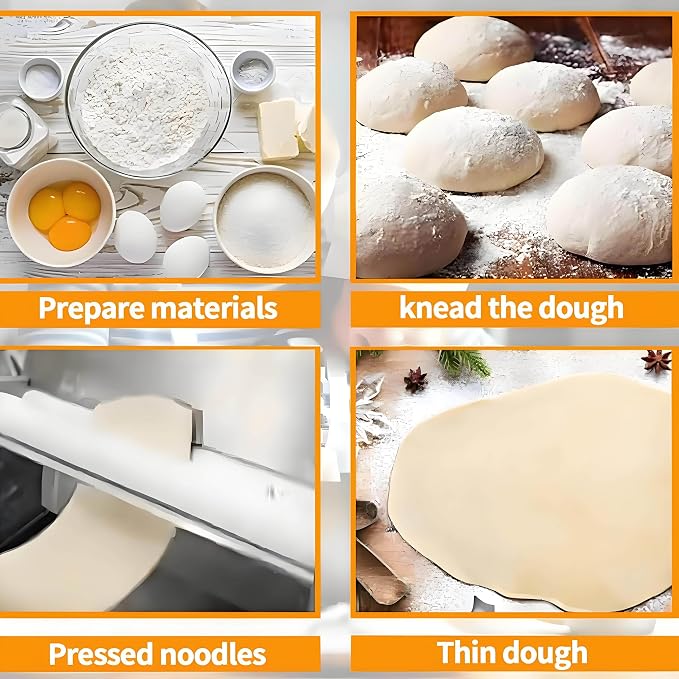 Folding Dough Sheeter, Stainless Steel Manual Dough Sheeter for Thicknesses from 0 to 25 mm, for Croissants, Pizza and Pasta, Pastry and Fondant, for Commercial and Home Use 300