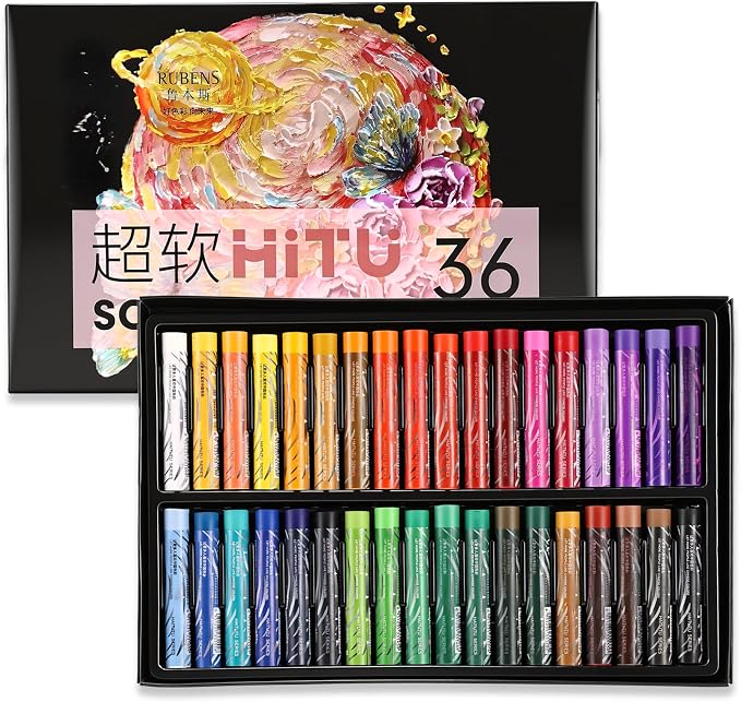 rubens Oil Pastels Set 36 Colors, Professional Soft Creamy Texture, Easy Blending & Layering, Vibrant Art Supplies Gift for Artists, Beginners & Adults