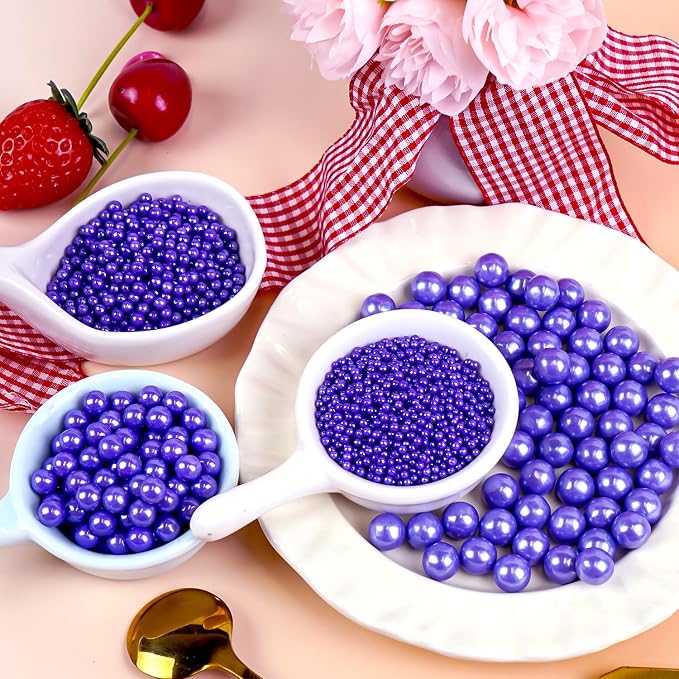 Dazzjoy Purple Pearl Sprinkles, 150g/5.29oz, Edible Purple Sprinkles for Cake Decorating, Cake Decoration & Cupcake Toppers, Cookies, Ice Cream, Wedding Party Valentines Supplies
