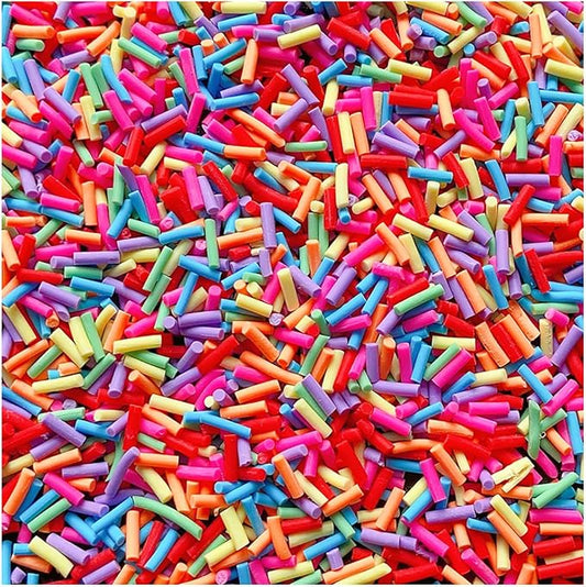 EHOPE 100G Fake Sprinkles Polymer Sprinkles Faux Sprinkles Resin Sprinkles Clay Sprinkles For Resin Fake Candy Sprinkles for Nail Art DIY Crafts Cake Phone Case (100G Long Rose Red Sugar)