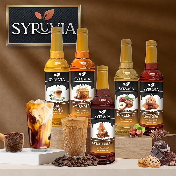Syruvia Coffee Syrup, Cupcake Flavored Syrup for Drinks, Lattes, and Desserts – 25.4 fl oz - with Pump