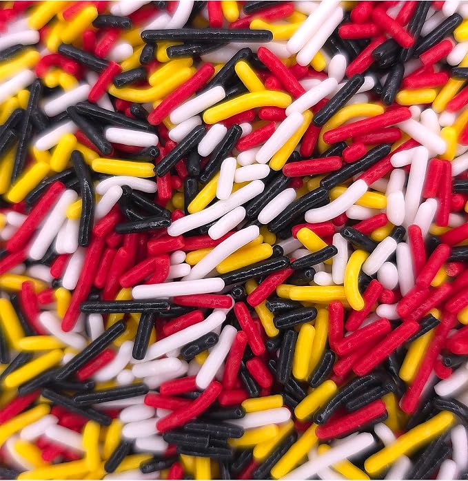 NCS Arizona Game Day Red, Black, White & Yellow Jimmies Edible Sprinkles – Cupcake, Cake & Cookie Decorations, 7 oz