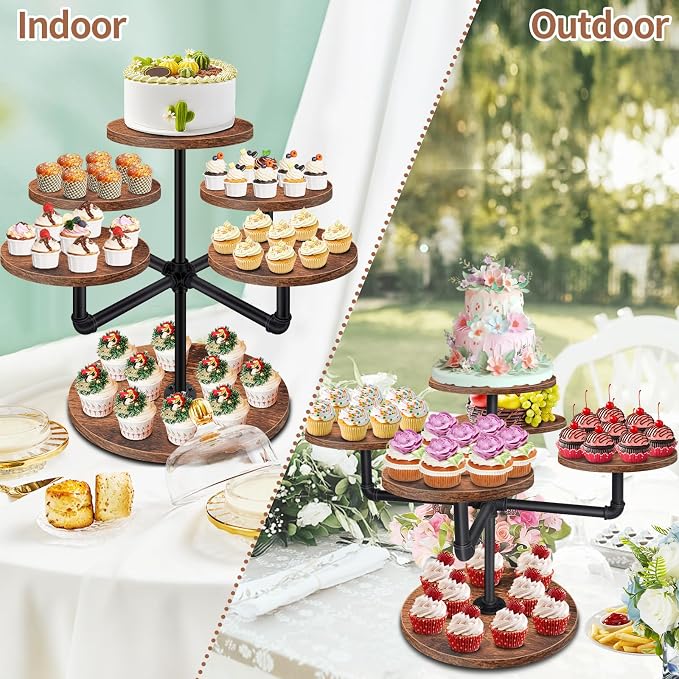Cupcake Stand, 3 Tier Cupcake Tower Large Cupcake Stand for 50 Cupcakes Wood Cake Stand Tiered Tray Stand Dessert Table Display Set Tiered Cake Stand for Party, Wedding, Birthday