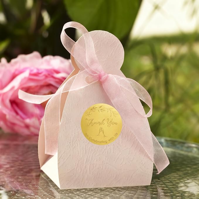 120 PCS Gold Embossed Thank You for Celebrating with Us Stickers – 2 Inch Metallic Foil Favor Labels for Weddings, Birthdays, Graduation Parties, Gift Bags & Event Decorations