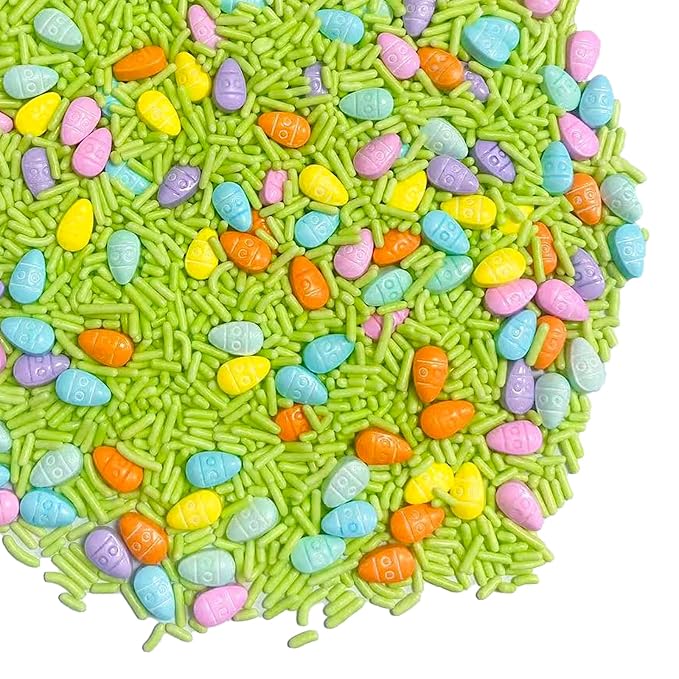 PhilaeEC Easter Egg Green Jimmies Mix Sprinkles Edible for Cake Decoration Sprinkles Baking Cookie Cupcake Toppers Decoration Vanlentine Easter St Patricks Supplies 105g/3.7oz