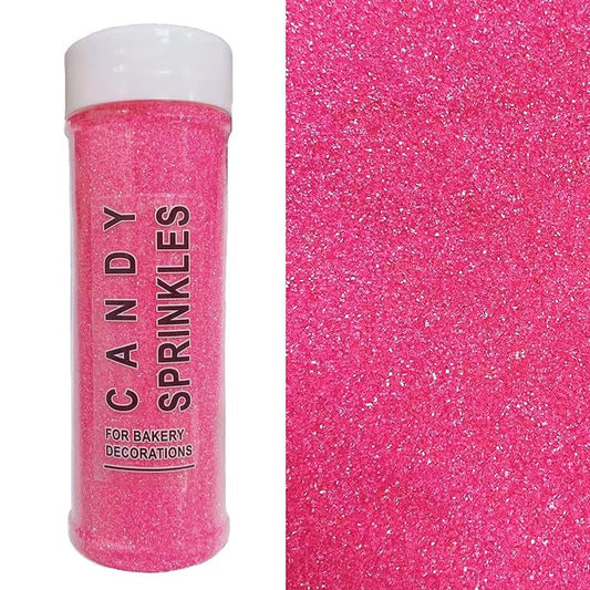 PhilaeEC Hot Pink Sanding Sugar Edible Sparkling Crystals for Baking Cake Decoration Cookie Ice Cream Cupcake Toppers Wedding Party Valentines Halloween Christmas Supplies 5oz