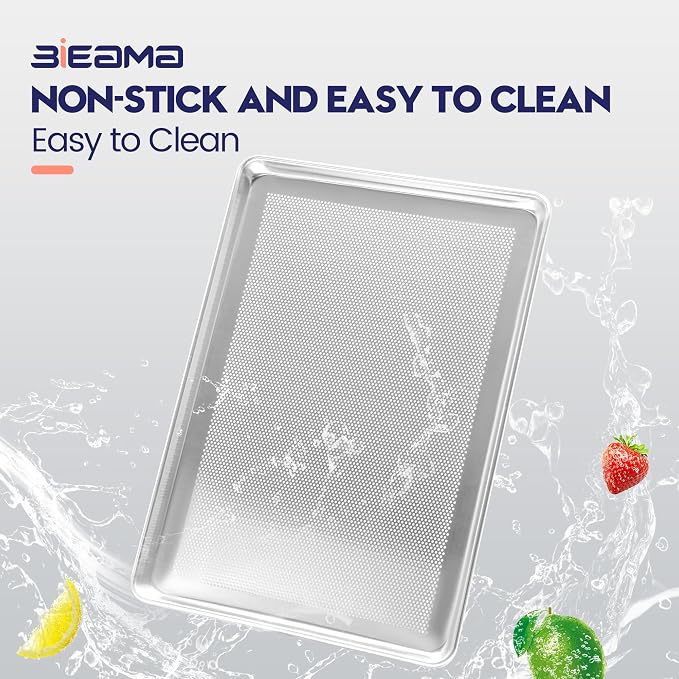 BIEAMA 12 Pack Full Size 26" x 18" Aluminum Baking Sheet Pan Perforated, Commercial Bakery Equipment Cookie Sheets, NSF Approved Baking Tray