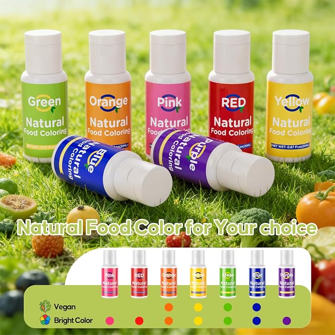 Natural Food Coloring- 20 Milliliters Dye Free Natural Food Coloring, FD&C & Artificial Dye Free Formula for Baking, Icing and Cooking, Cakes, Cupcakes, Frosting，Easter Eggs & Holiday Treats (GREEN)