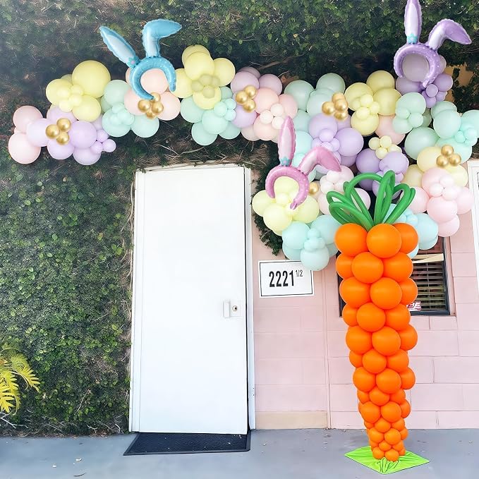 155pcs Pastel Balloon Arch Kit, Macaron Pink Blue Green Purple Yellow Rainbow Colorful Confetti Balloon Garland for Daisy Baby Shower Birthday Wedding Easter Spring Garden Tea Party Decorations