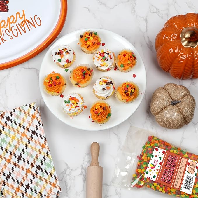 Thanksgiving Sprinkles - 1.2 Pounds - Fall Leaf Sprinkles for Baking - Autumn Leaf - Autumn Toppings for Cupcakes, Cookies, Cake Decorating