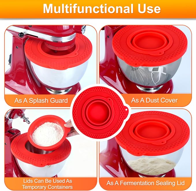 Silicone Mixer Bowl Cover Compatible with KitchenAid 4.5-5 Quart Tilt-Head Stand Mixer, Mixer Bowl Lid to Prevent Spilling of Ingredients