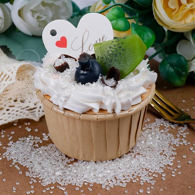 White Sanding Sugar - Sparkling Sugar Crystals for Baking Decorations (130g/4.6oz) - Edible on Cookies, Cupcakes, Cakes, Ice Cream | Wedding, Party, Valentines Sugar Sprinkles