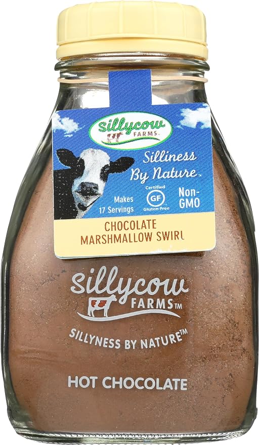 Silly Cow Farms Marshmallow Swirl Hot Chocolate | Gluten-Free | Non-GMO | Hot Cocoa Mix with Dutch Processed Cocoa Powder | Made with Real Ingredients, 16.9 oz Glass Bottle (Pack of 1)