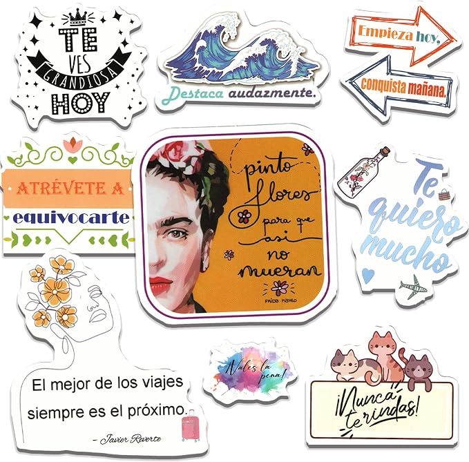 Spanish Motivational Stickers - No Duplicates - Inspirational Affirmation Decals for Teachers, Students & Classroom - Waterproof Vinyl Quotes for Water Bottles, Journals & Scrapbooks