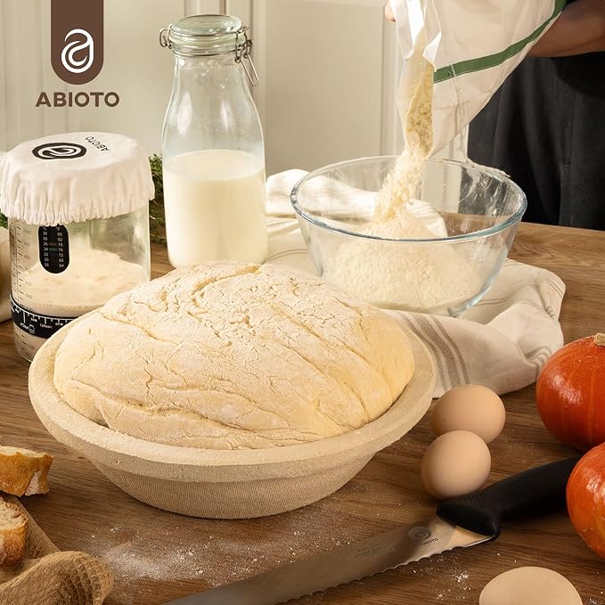 Wood Pulp Banneton Bread Proofing Basket – 9" Round 1.5LB Brotform, Grooved Pattern – Non-Stick Natural Wood Pulp Pressed for Durability – Made in Germany Proofing Baskets for Sourdough Bread Baking